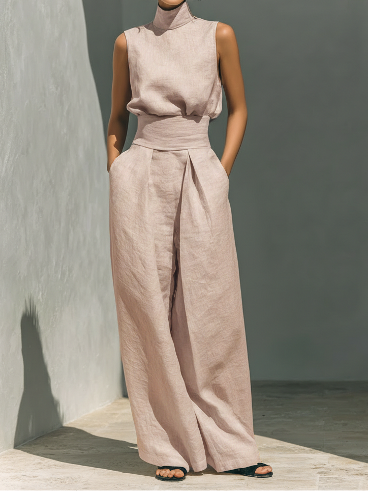 Maria - Conjunto de top y pantalones anchos