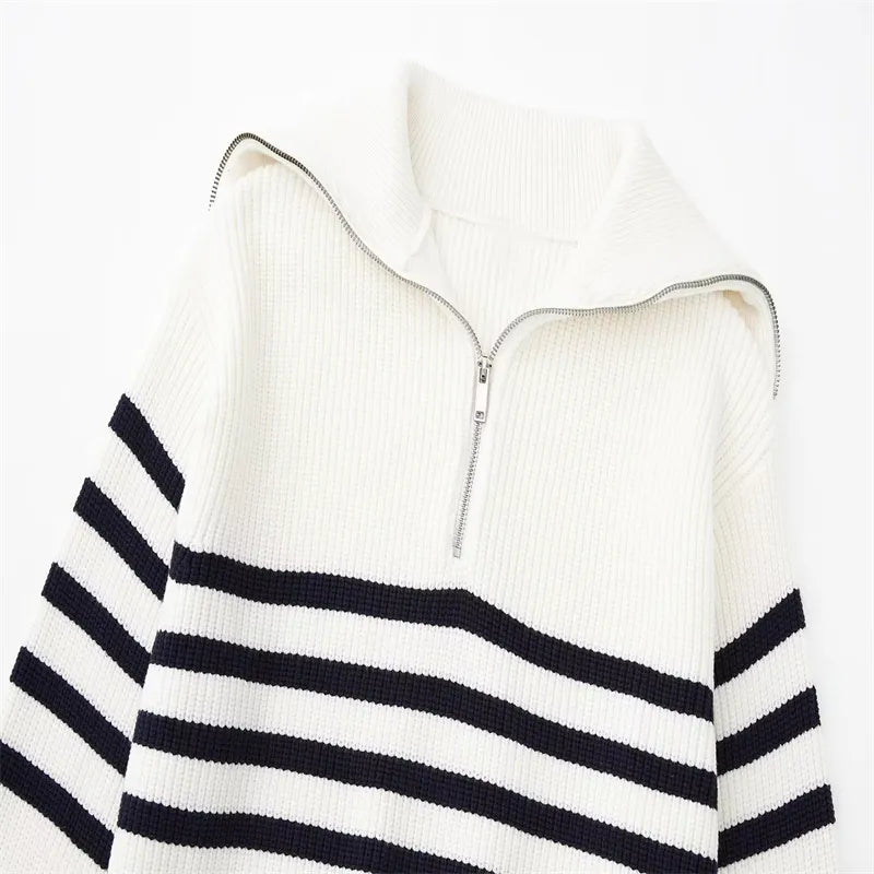 AnaJosé™ | Sudadera con cremallera rayada