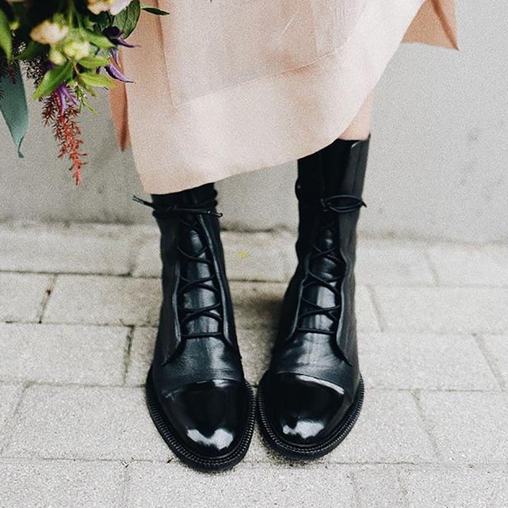 Gabriela | Botas De Cuero Sintético Negro