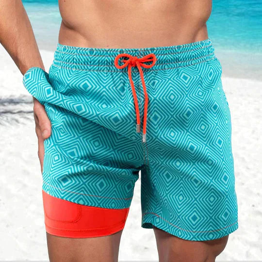 Shorts de baño de secado rápido con compresión interna para hombres