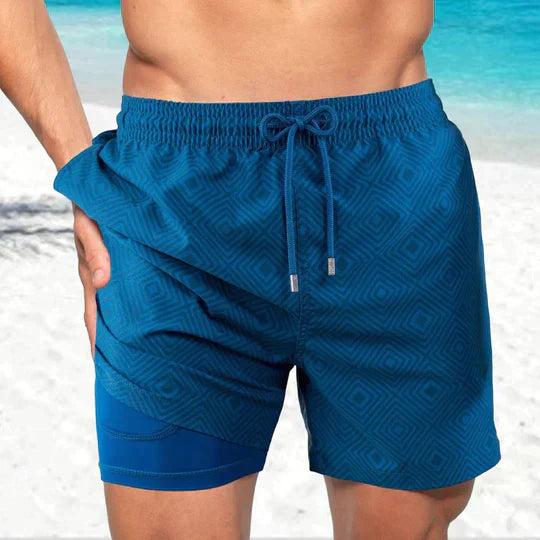 Shorts de baño de secado rápido con compresión interna para hombres
