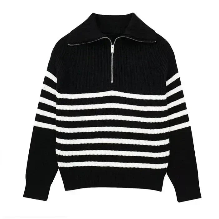 AnaJosé™ | Sudadera con cremallera rayada