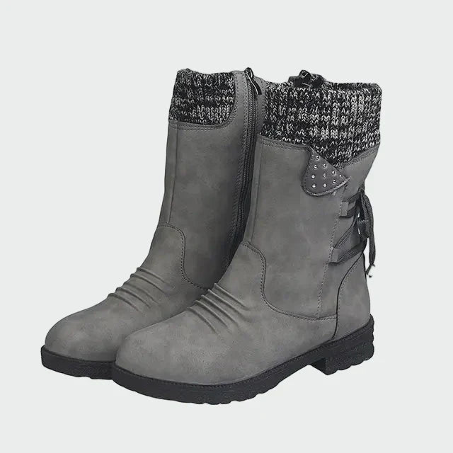 Victoria | Botines De Gamuza Azules Con Detalle Tricotado