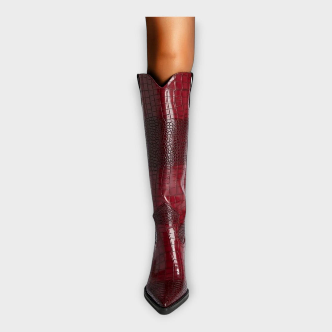 Camila | Botas Con Diseño Croco Y Tacón Elegante Diario