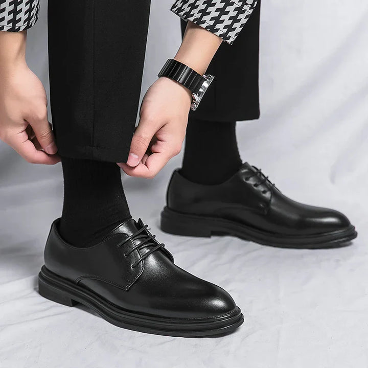 Zapatos de Vestir Derby de Charol Negros para Hombre – Calzado Formal Brillante
