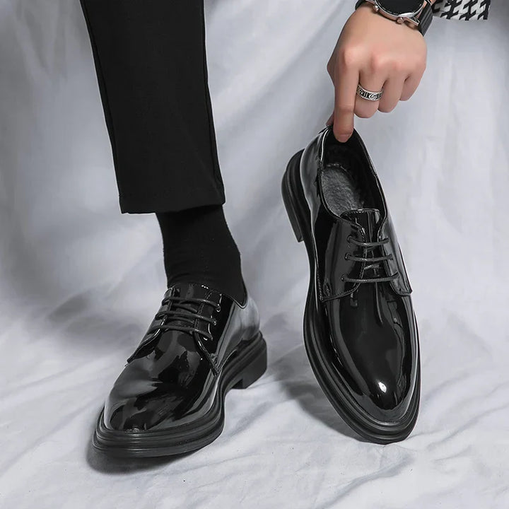 Zapatos de Vestir Derby de Charol Negros para Hombre – Calzado Formal Brillante