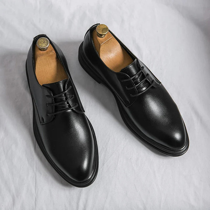 Zapatos de Vestir Derby de Charol Negros para Hombre – Calzado Formal Brillante