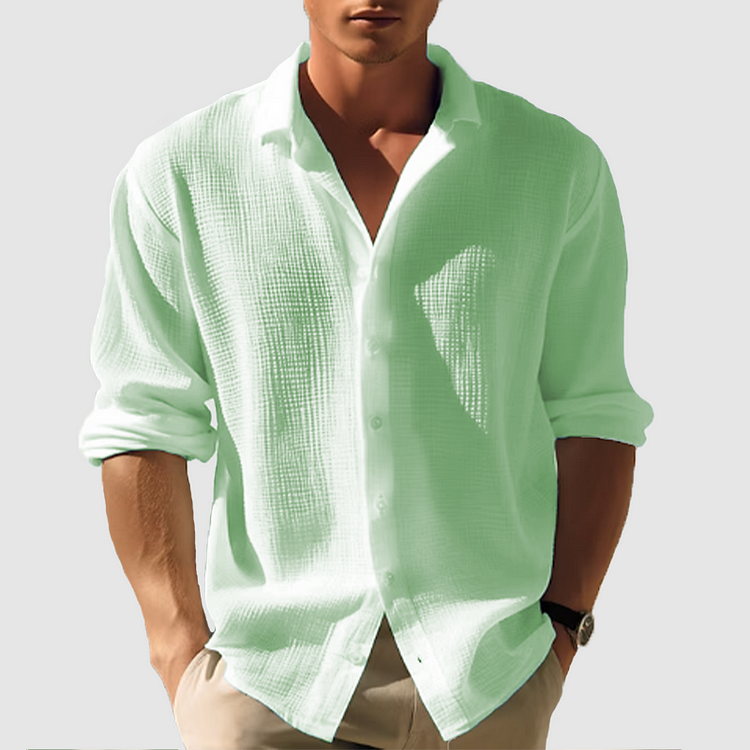 Camisa de Hombre de Cuello Abotonado – Corte Relajado para la Comodidad de Verano