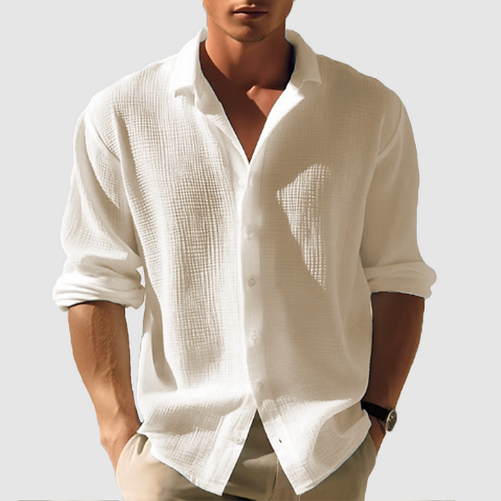 Camisa de Hombre de Cuello Abotonado – Corte Relajado para la Comodidad de Verano