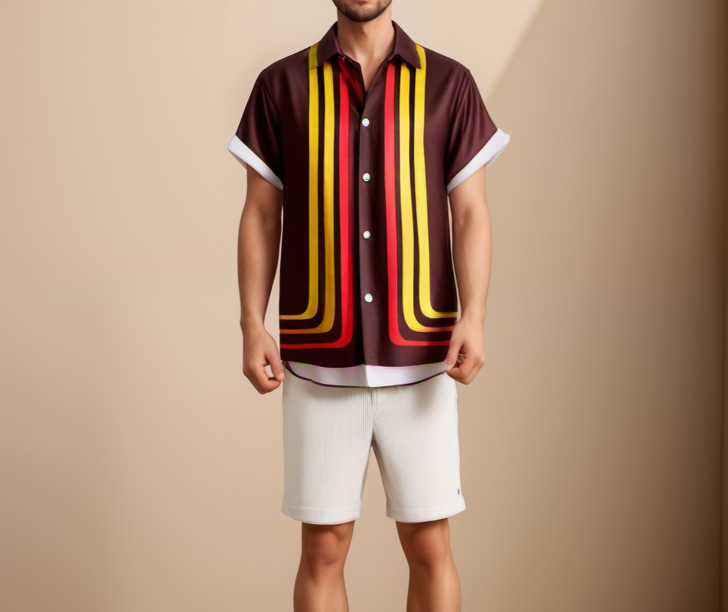 Camisa de Verano Retro con Mangas Cortas para Hombres