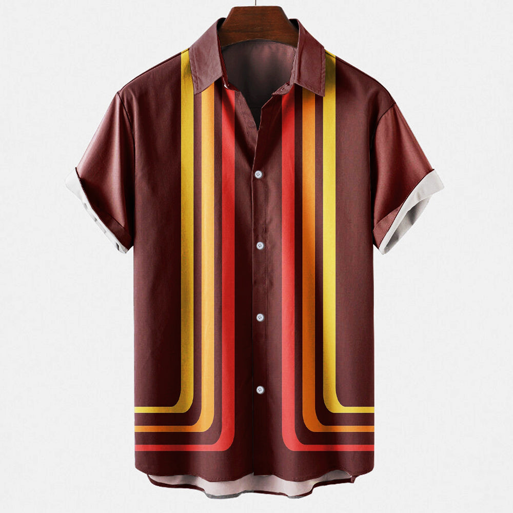 Camisa de Verano Retro con Mangas Cortas para Hombres