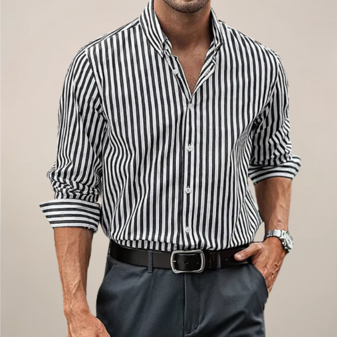 Camisa de Manga Larga Rayada para Hombre – Clásica y Elegante