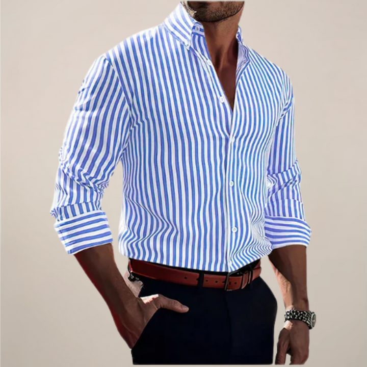 Camisa de Manga Larga Rayada para Hombre – Clásica y Elegante