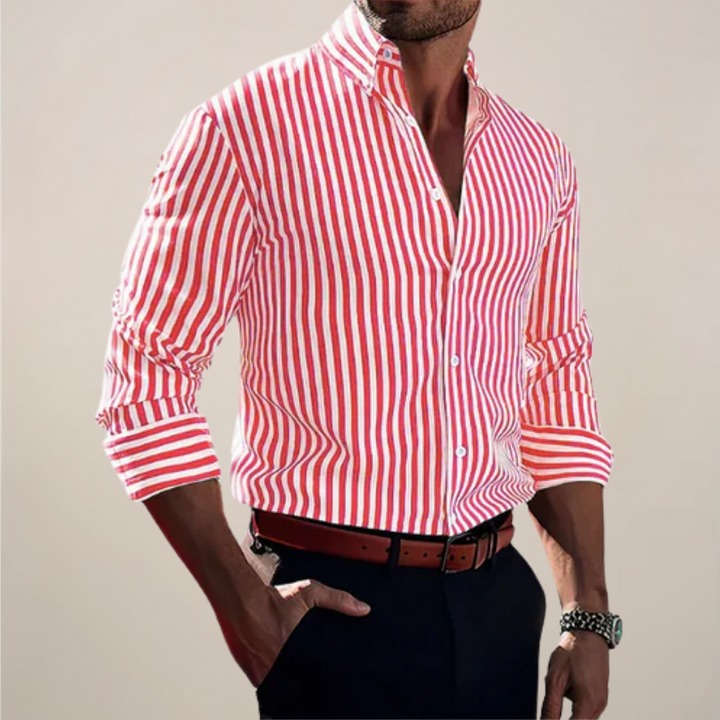 Camisa de Manga Larga Rayada para Hombre – Clásica y Elegante