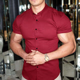 Camisa de Manga Corta Ajustada y Elegante para Hombres