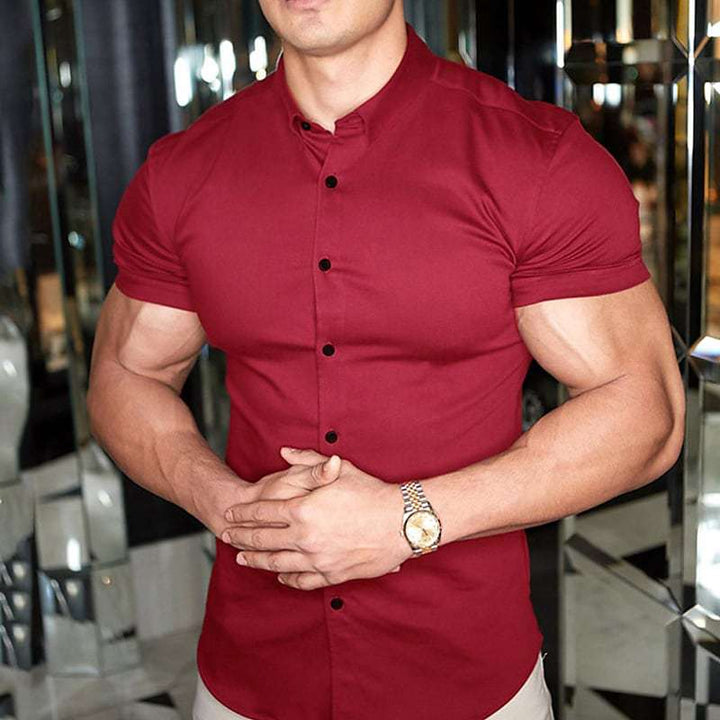 Camisa de Manga Corta Ajustada y Elegante para Hombres