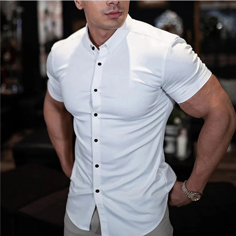 Camisa de Manga Corta Ajustada y Elegante para Hombres