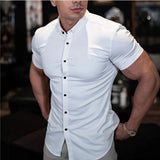 Camisa de Manga Corta Ajustada y Elegante para Hombres