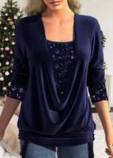 Nara - Blusa drapeada con lentejuelas integradas