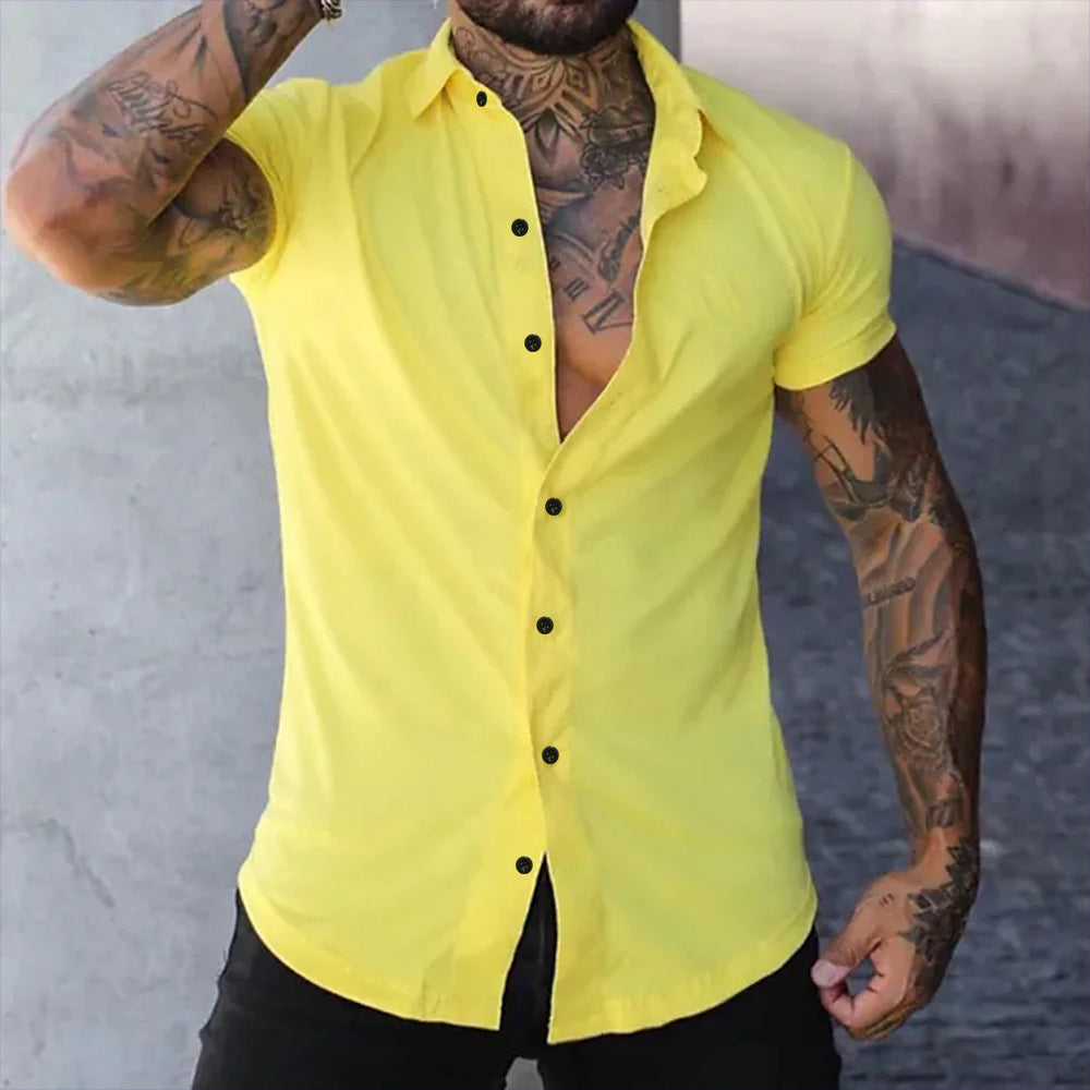 Camisa de Manga Corta Ajustada y Elegante para Hombres
