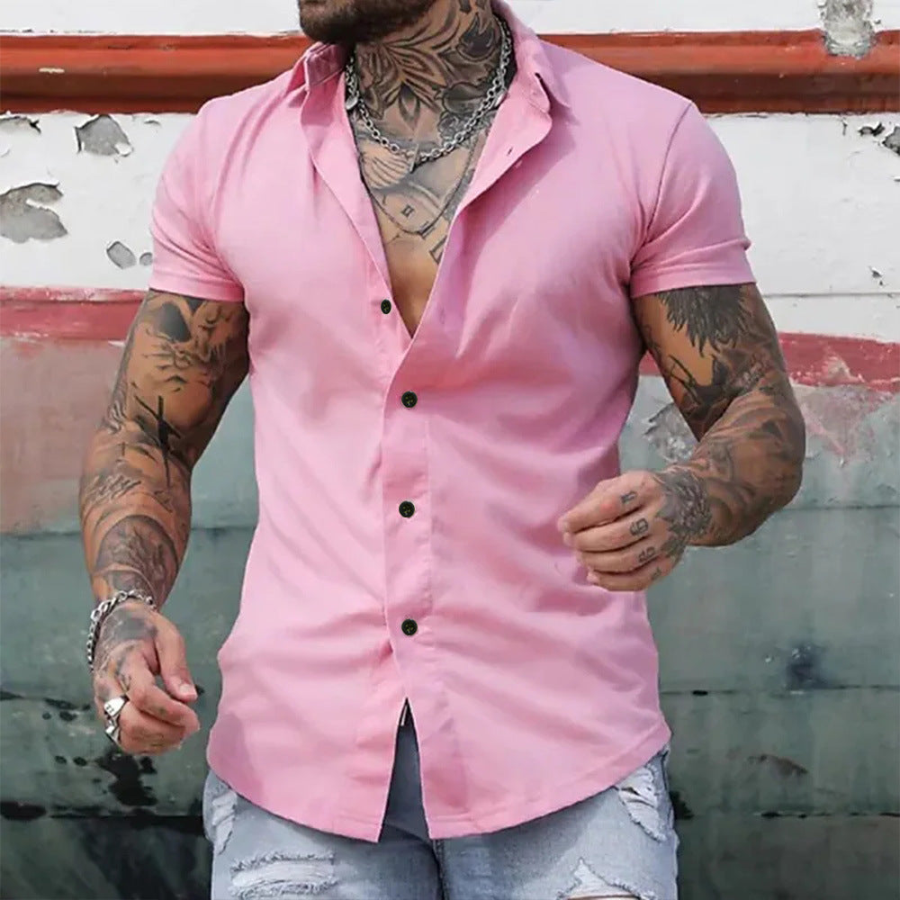 Camisa de Manga Corta Ajustada y Elegante para Hombres