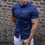 Camisa de Manga Corta Ajustada y Elegante para Hombres