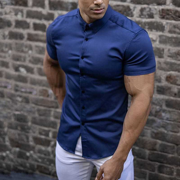 Camisa de Manga Corta Ajustada y Elegante para Hombres