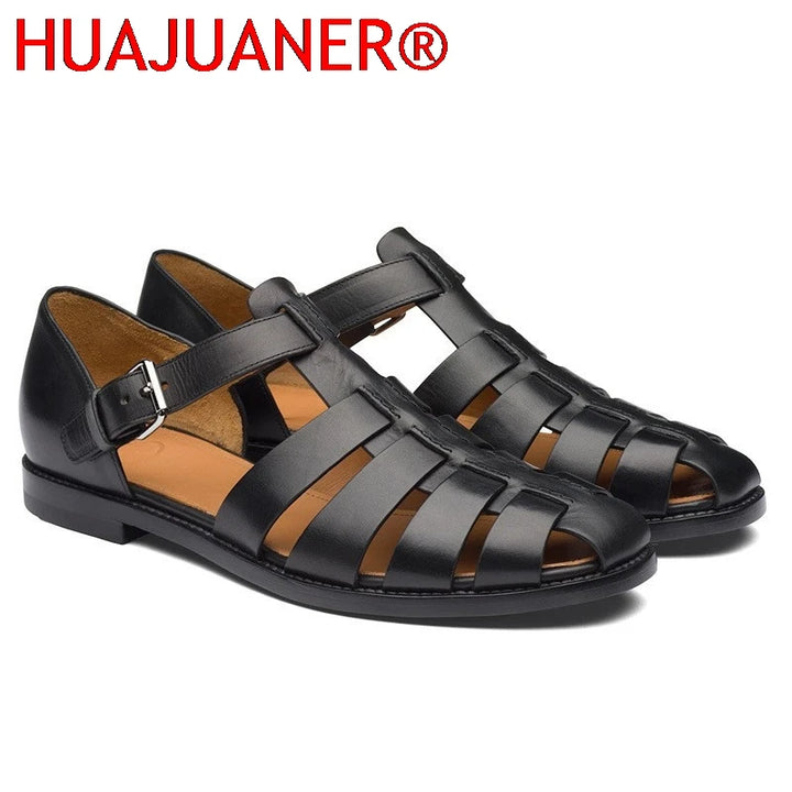Sandalias de verano para hombre, zapatos de vestir de cuero, sandalias formales de punta suave para exteriores, sandalias de boda para hombre, zapatillas ligeras clásicas, sandalias, zapatillas de deporte