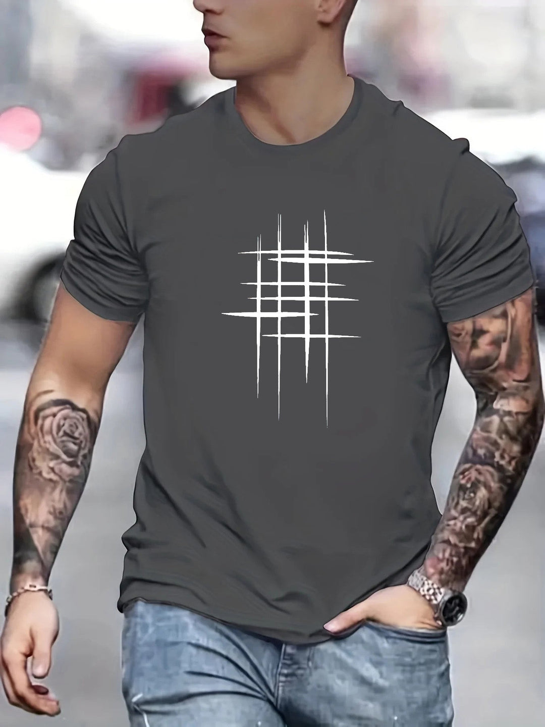 AnaJosé™ — Camiseta elegante de cuello redondo con estampado gráfico