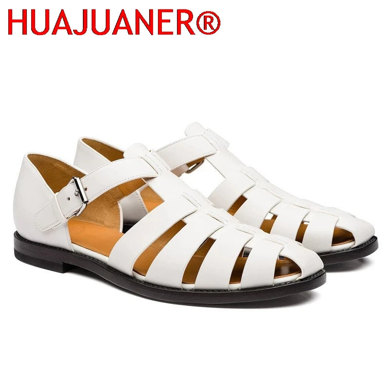 Sandalias de verano para hombre, zapatos de vestir de cuero, sandalias formales de punta suave para exteriores, sandalias de boda para hombre, zapatillas ligeras clásicas, sandalias, zapatillas de deporte
