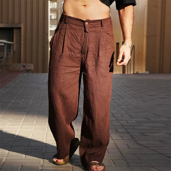 Liping – Pantalones de lino anchos