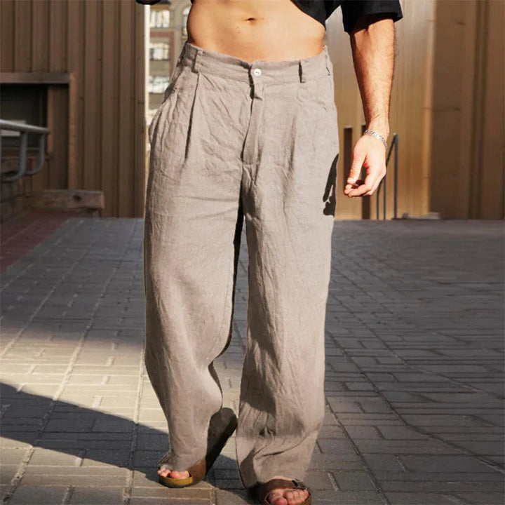 Liping – Pantalones de lino anchos