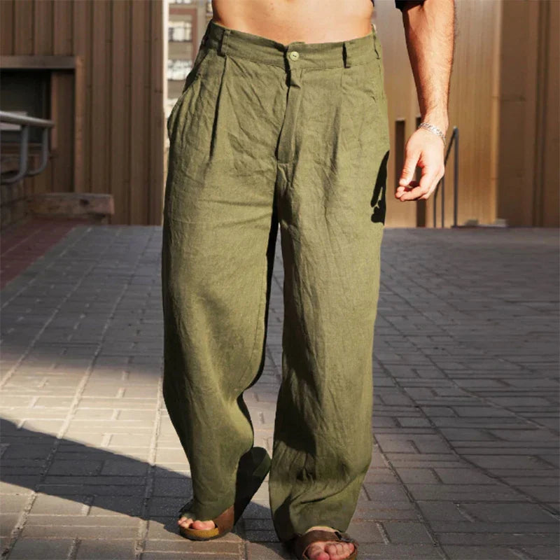 Liping – Pantalones de lino anchos