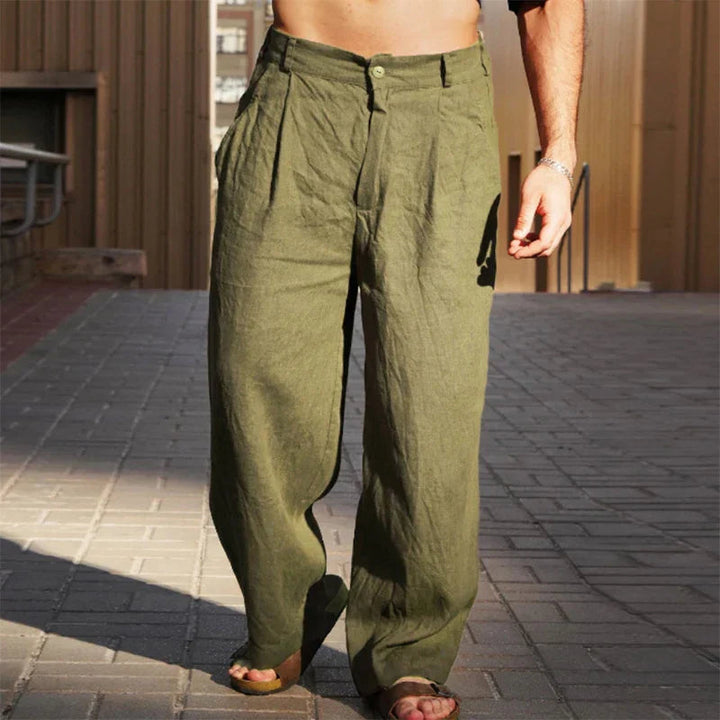 Liping – Pantalones de lino anchos