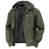 Chaquetas cálidas de hombre con capucha, cremallera, sólido, forro polar, casual, multi bolsillos, sudaderas con capucha, abrigos, prendas de vestir exteriores para otoño e invierno