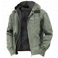Chaquetas cálidas de hombre con capucha, cremallera, sólido, forro polar, casual, multi bolsillos, sudaderas con capucha, abrigos, prendas de vestir exteriores para otoño e invierno