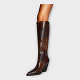 Camila | Botas Con Diseño Croco Y Tacón Elegante Diario