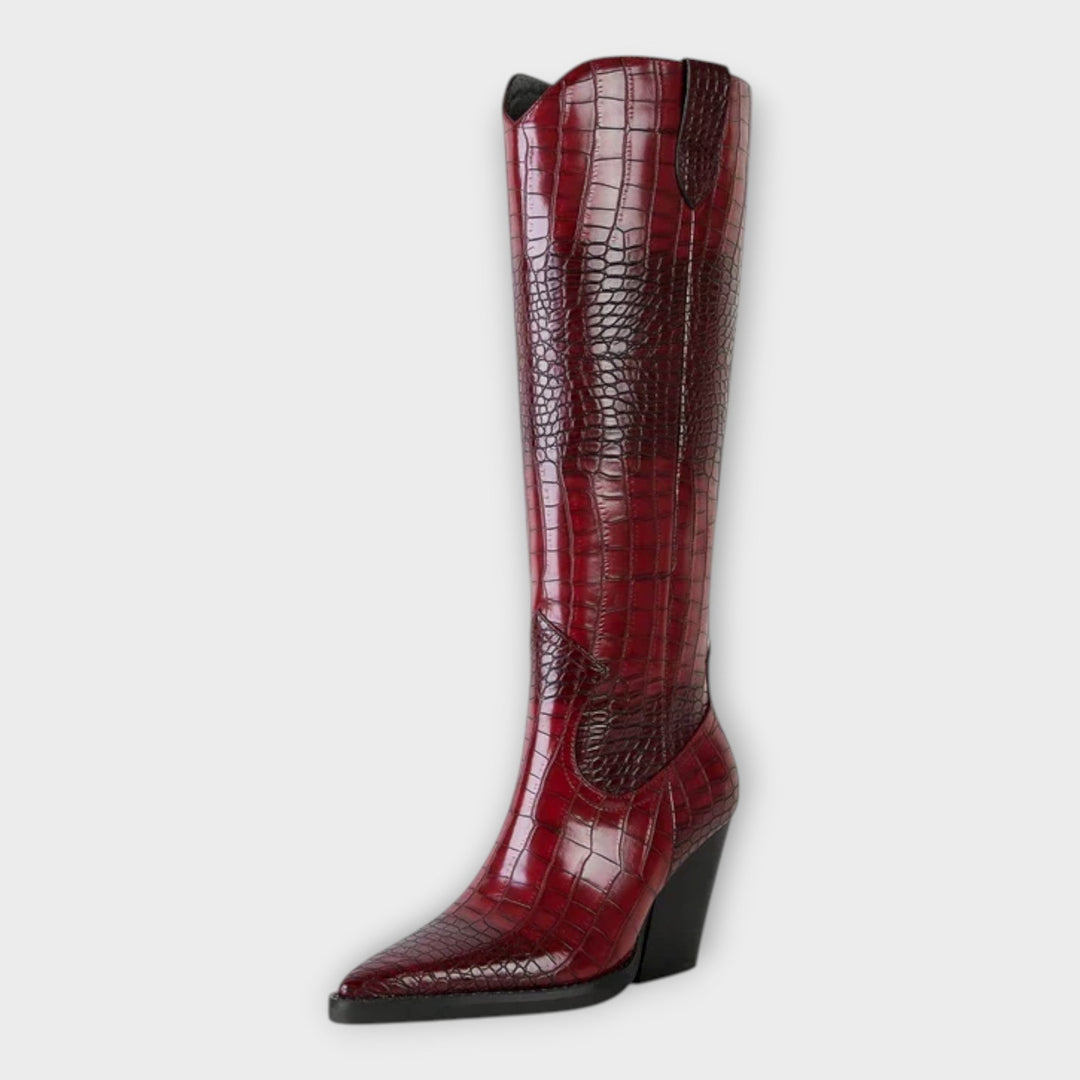 Camila | Botas Con Diseño Croco Y Tacón Elegante Diario
