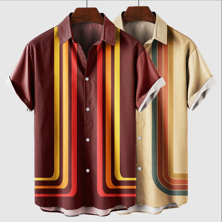 Camisa de Verano Retro con Mangas Cortas para Hombres
