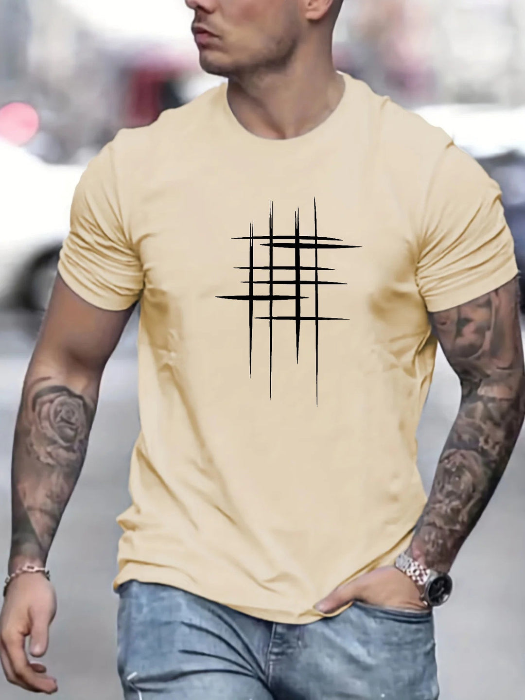 AnaJosé™ — Camiseta elegante de cuello redondo con estampado gráfico