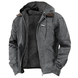Chaquetas cálidas de hombre con capucha, cremallera, sólido, forro polar, casual, multi bolsillos, sudaderas con capucha, abrigos, prendas de vestir exteriores para otoño e invierno