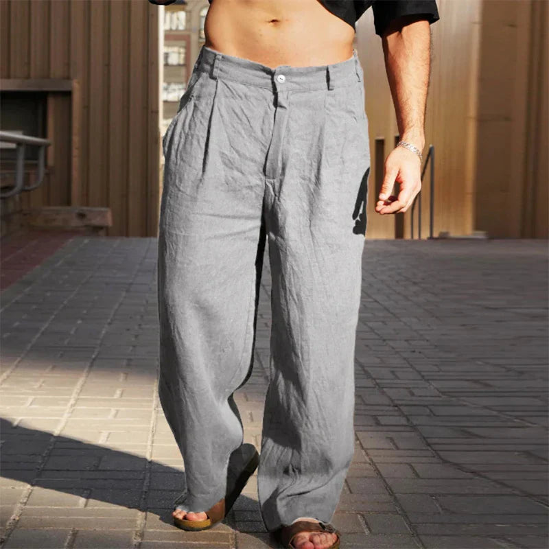 Liping – Pantalones de lino anchos