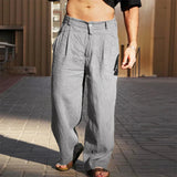 Liping – Pantalones de lino anchos