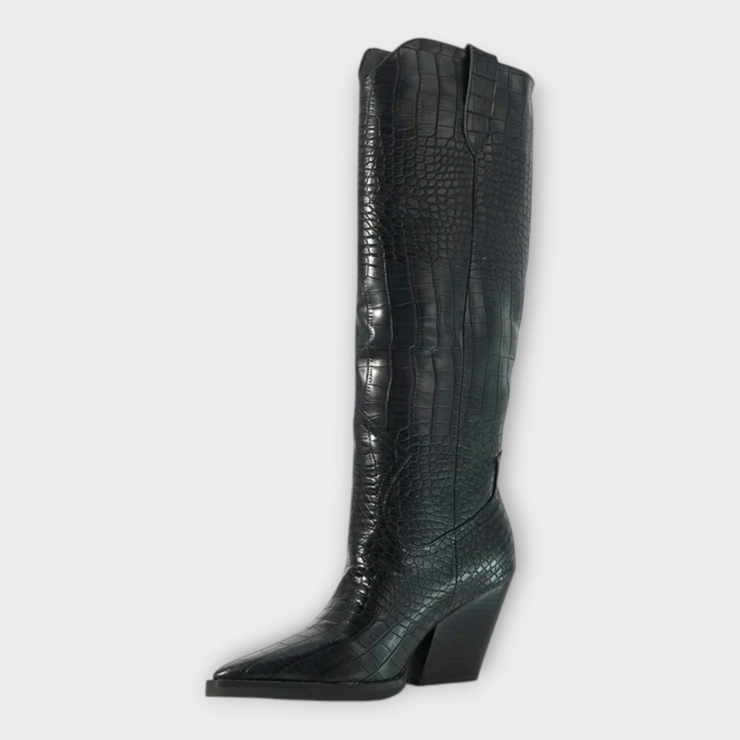Camila | Botas Con Diseño Croco Y Tacón Elegante Diario
