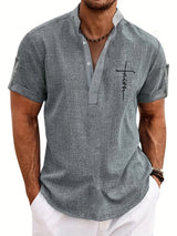 Elliott – Camisa Elegante de Manga Corta con Cuello Alto