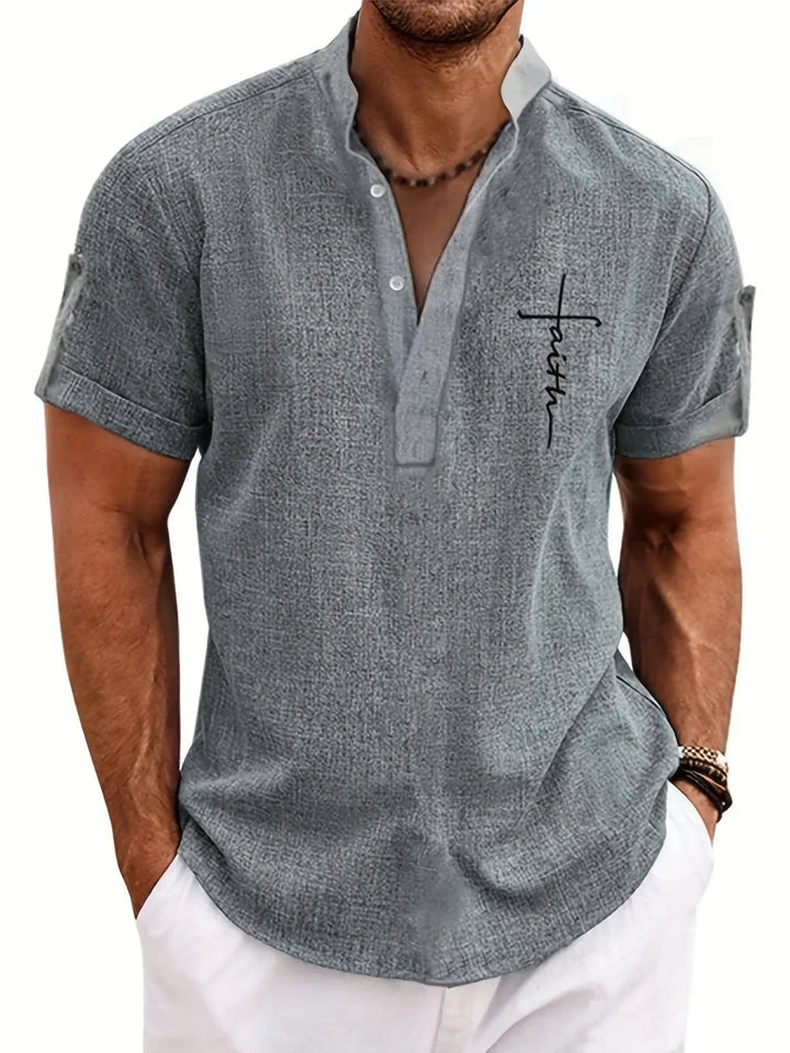 Elliott – Camisa Elegante de Manga Corta con Cuello Alto