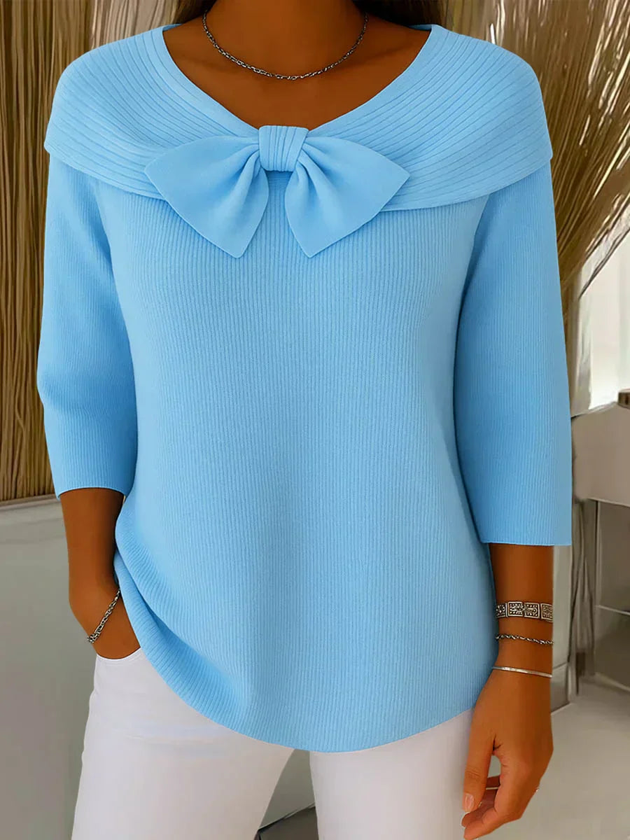 Lidia - Blusa de punto elegante con lazo en el cuello