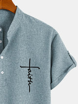 Elliott – Camisa Elegante de Manga Corta con Cuello Alto