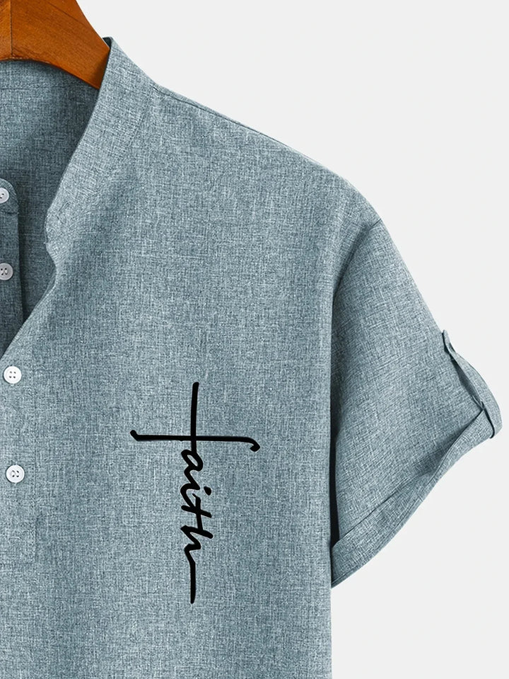 Elliott – Camisa Elegante de Manga Corta con Cuello Alto