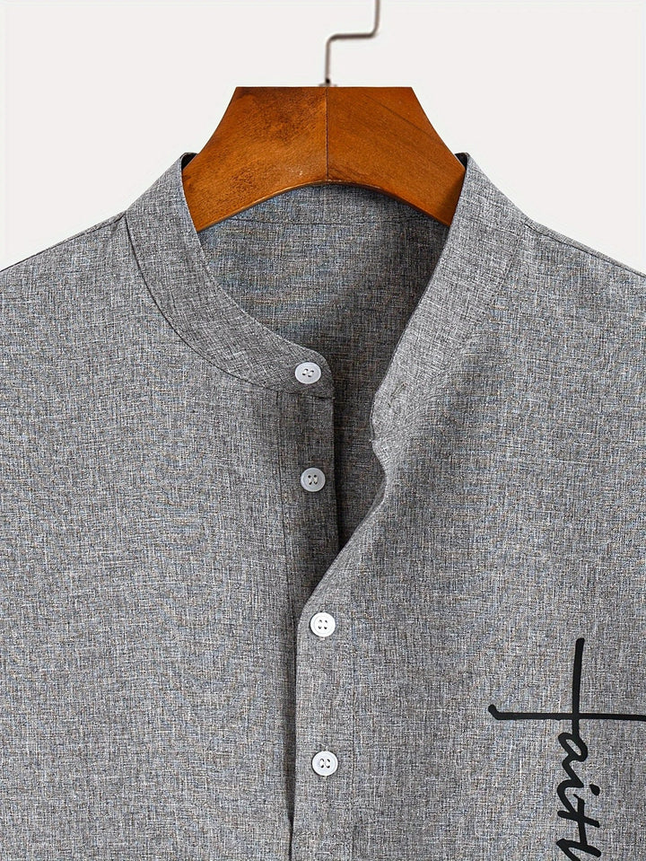 Elliott – Camisa Elegante de Manga Corta con Cuello Alto